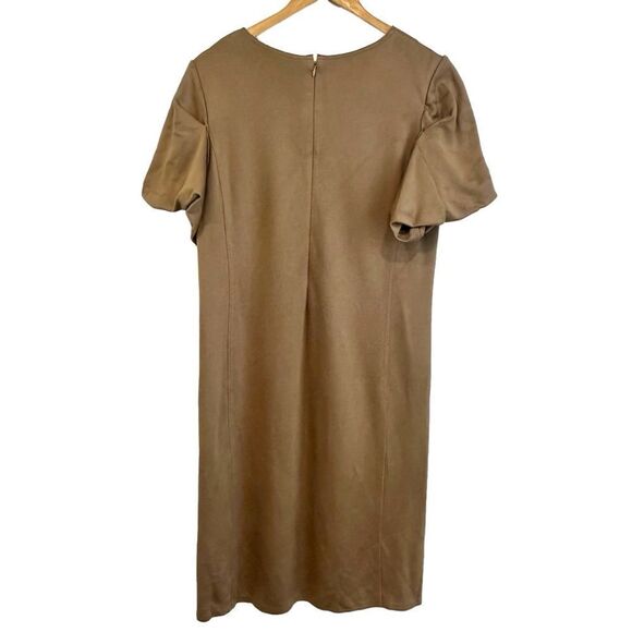 COS Tan Midi Sheath Short Puff Sleeve Dress - Picture 2 of 8